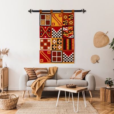 Alternate image for Handwoven Andean Wool Blend Tapestry with Geometric Motifs Tribal IV