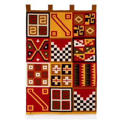 Alternate image for Handwoven Andean Wool Blend Tapestry with Geometric Motifs Tribal IV