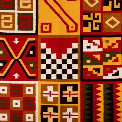 Alternate image for Handwoven Andean Wool Blend Tapestry with Geometric Motifs Tribal IV