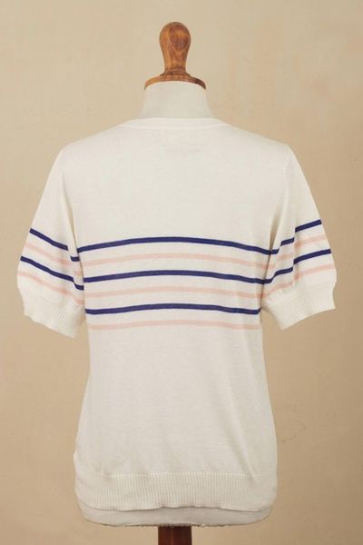 Alternate image for Cotton Blend Short Sleeve Striped Cardigan from Peru Desert Sunrise