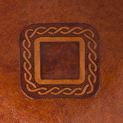 Alternate image for Square Pattern Leather Catchall from Peru Square Lasso