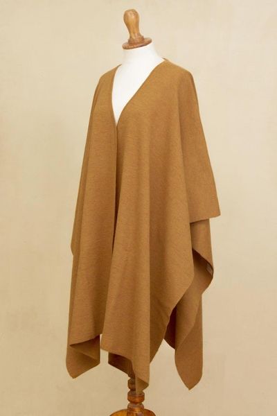 Alternate image for Knit Alpaca Blend Ruana in Sunrise from Peru Elegant Fashion in Sunrise