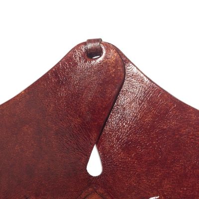 Alternate image for Andean Floral Hand Tooled Leather Catchall in Dark Brown Gothic Star