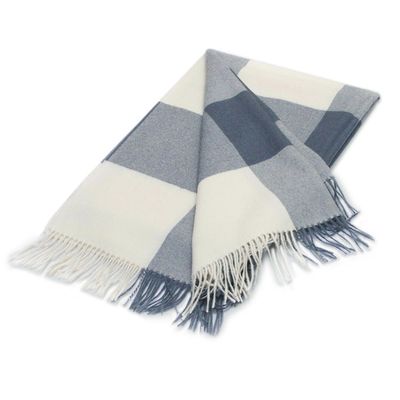 Alternate image for 100 Baby Alpaca Throw in Azure from Peru Comfy Checks in Azure