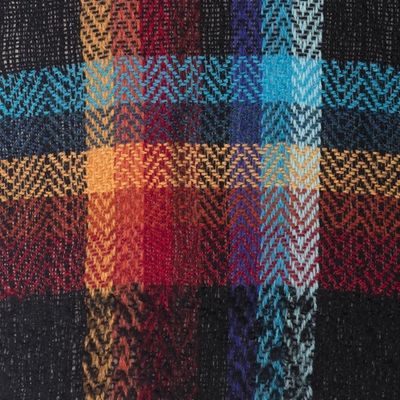 Alternate image for Dark Multicolor 100 Alpaca Scarf Hand Made in Peru Peruvian Plaid