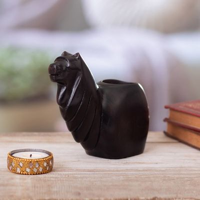 Alternate image for Traditional Inca Cedar Wood Conopa Tealight Candleholder Sacred Conopa