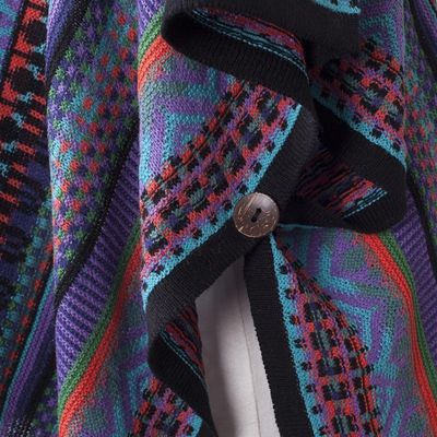 Alternate image for Fuchsia and Multi-Color Striped Acrylic Knit Ruana Garden Strata