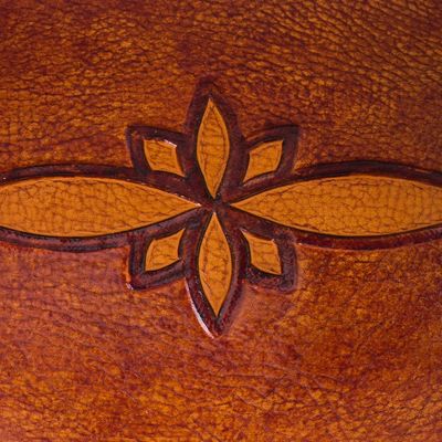 Alternate image for Handcrafted Leather Catchall from Peru Gothic Flower