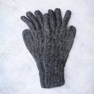 Alternate image for Alpaca Wool Gloves from Peru Lush Grey