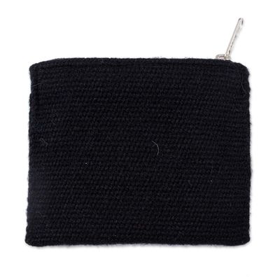 Alternate image for Floral Embroidered Alpaca Blend Coin Purse in Black Colorful Mandala