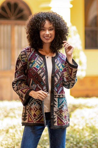 Alternate image for Baby Alpaca Blend Kimono Cardigan Sweater from Peru Rurichinchay Heights