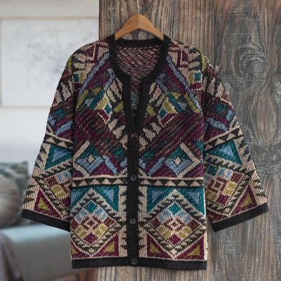 Alternate image for Baby Alpaca Blend Kimono Cardigan Sweater from Peru Rurichinchay Heights