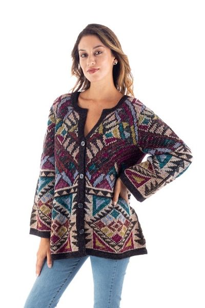 Alternate image for Baby Alpaca Blend Kimono Cardigan Sweater from Peru Rurichinchay Heights