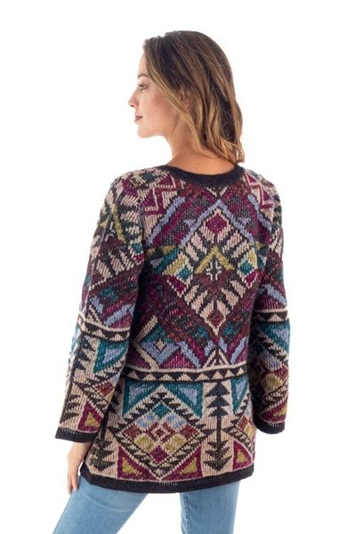 Alternate image for Baby Alpaca Blend Kimono Cardigan Sweater from Peru Rurichinchay Heights