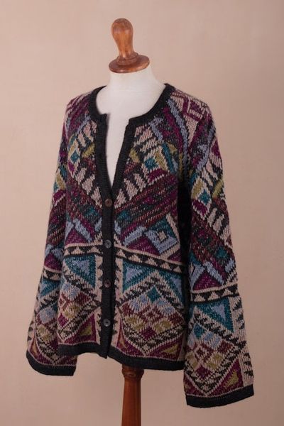 Alternate image for Baby Alpaca Blend Kimono Cardigan Sweater from Peru Rurichinchay Heights