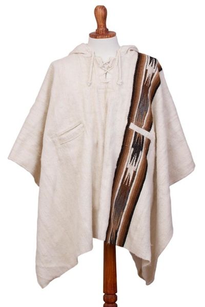 Alternate image for Mens Alpaca Wool Poncho Snowcapped Andes