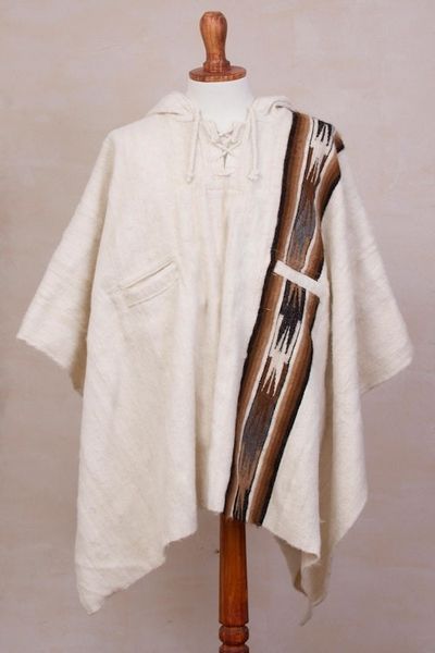 Alternate image for Mens Alpaca Wool Poncho Snowcapped Andes