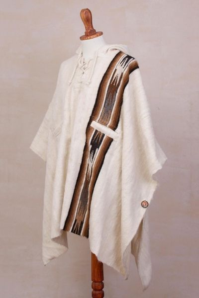 Alternate image for Mens Alpaca Wool Poncho Snowcapped Andes