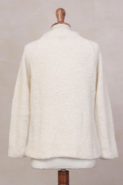 Alternate image for Off White Alpaca Blend Sweater Jacket from Peru Morning Muse in Off White