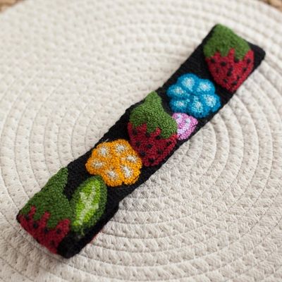 Alternate image for Floral and Strawberry Pattern Wool Headband from Peru Flowers and Strawberries