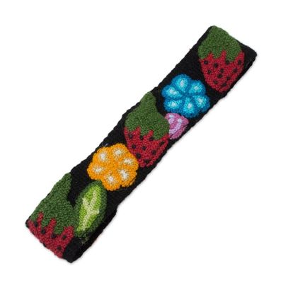 Alternate image for Floral and Strawberry Pattern Wool Headband from Peru Flowers and Strawberries