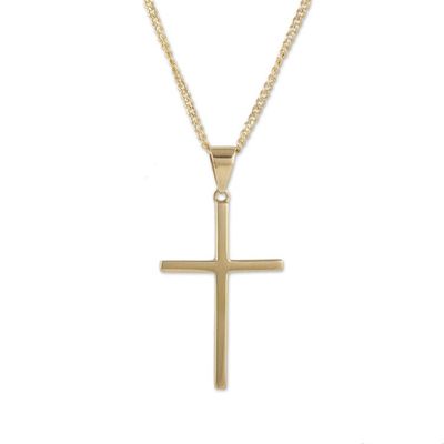 Alternate image for Gold Plated Silver Cross Pendant Necklace from Peru Faith In God