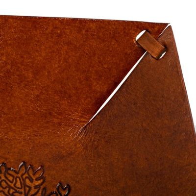 Alternate image for Squared Brown Hand Tooled Leather Catchall from Peru Sienna Tree