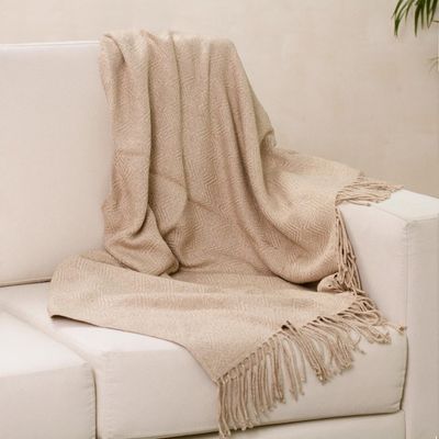Alternate image for Alpaca Acrylic Blend Throw Blanket in Sand from Peru Sandy Passion