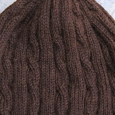 Alternate image for Hand Woven 100 Alpaca Wool Beanie Hat Brown Mountain Roads