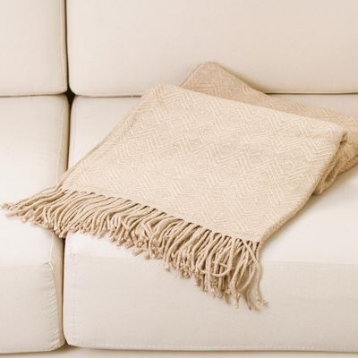 Alternate image for Alpaca Acrylic Blend Throw Blanket in Sand from Peru Sandy Passion