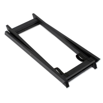 Alternate image for Handmade Reverse Painted Glass Wood Glass Folding Table Scarlet Delight