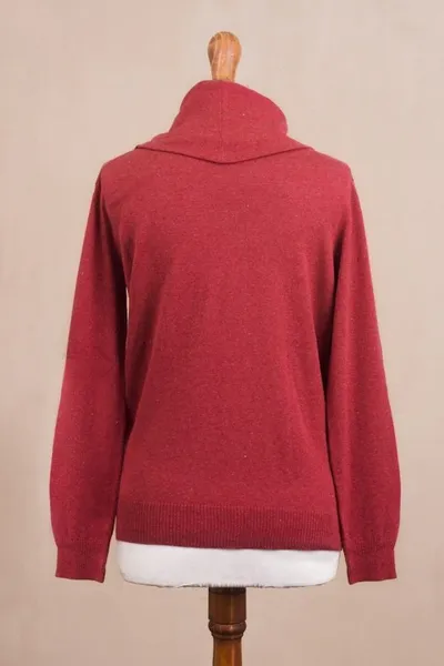Alternate image for Knit Cotton Blend Pullover in Solid Red from Peru Red Versatility