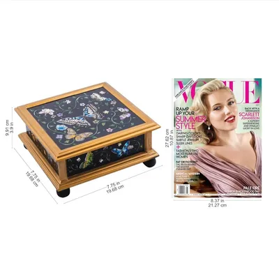 Alternate image for Black Reverse-Painted Glass Decorative Box with Butterflies Midnight Garden