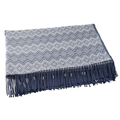 Alternate image for Alpaca Acrylic Blanket Fringe Prussian Blue Eggshell Peru Prussian Blue Destiny