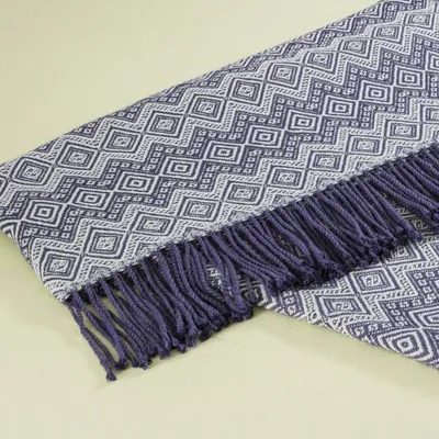 Alternate image for Alpaca Acrylic Blanket Fringe Prussian Blue Eggshell Peru Prussian Blue Destiny