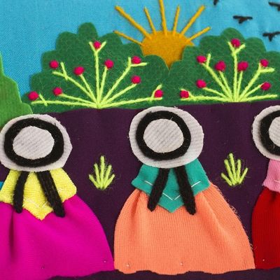 Alternate image for Applique Coin Purse Handmade in Peru A Walk in the Fields