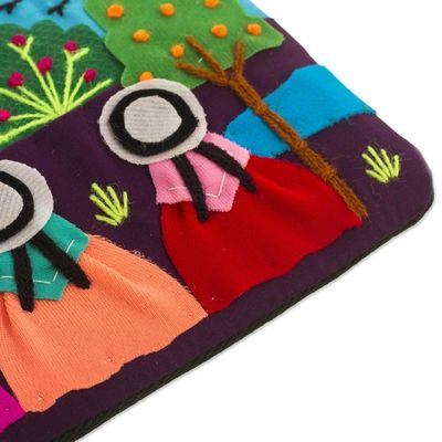 Alternate image for Applique Coin Purse Handmade in Peru A Walk in the Fields