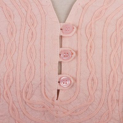 Alternate image for Pale Melon Orange Embroidered Cotton Tunic Top from Peru Sunset in Lima