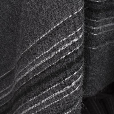 Alternate image for Warm Mens Alpaca Blend Poncho with V-neck from Peru Gray Nazca