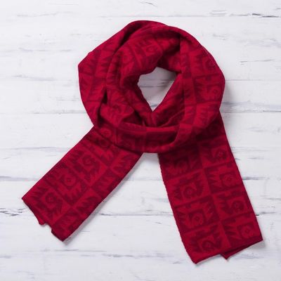 Alternate image for Alpaca Blend Crimson and Cinnabar Scarf Red Paracas Shadows