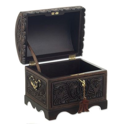 Alternate image for Cedar and Leather Floral Bird Decorative Box from Peru Andean Flight