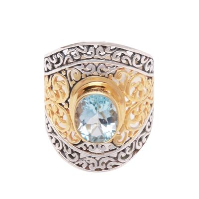 Alternate image for 4_5-Carat Gold Accented Blue Topaz Single-Stone Ring Powerful Gemstone