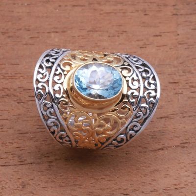 Alternate image for 4_5-Carat Gold Accented Blue Topaz Single-Stone Ring Powerful Gemstone