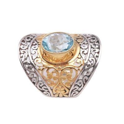 Alternate image for 4_5-Carat Gold Accented Blue Topaz Single-Stone Ring Powerful Gemstone