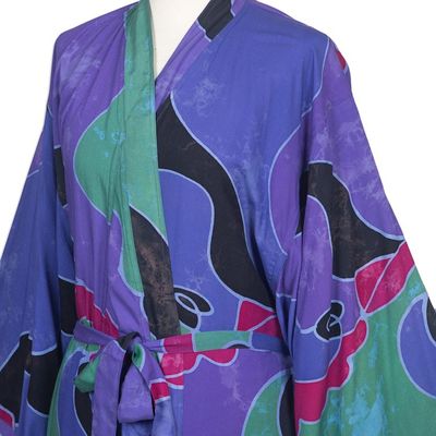 Alternate image for Womens batik robe Turquoise Ocean