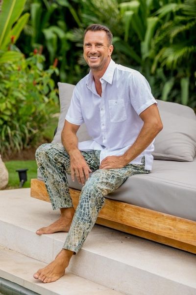 Alternate image for Verdant Hand-Printed Cotton Pants from Bali Forest Pebbles