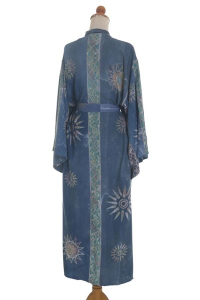 Alternate image for Womens Handcrafted Batik Robe Midnight in Blue