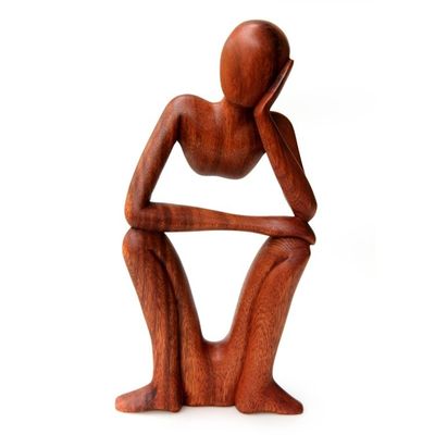 Alternate image for Handcrafted Modern Abstract Balinese Wood Sculpture Thinking of You