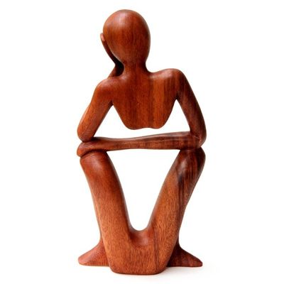 Alternate image for Handcrafted Modern Abstract Balinese Wood Sculpture Thinking of You