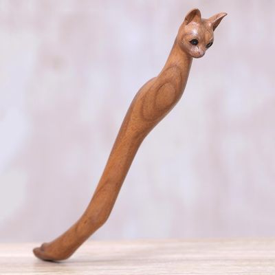 Alternate image for Cat Paw Wood Back Scratcher Hand Carved in Bali Kitty Comfort in Natural